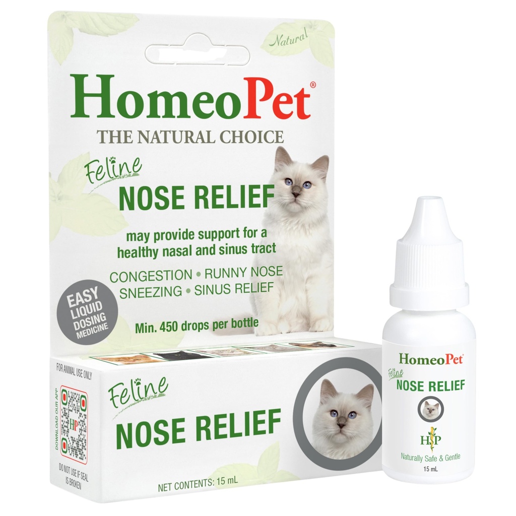 HomeoPet Feline Mose Relief, ασφαλές και φυσικό Nasal και Sinus συμπλήρωμα για γάτες, 15 Milliliters