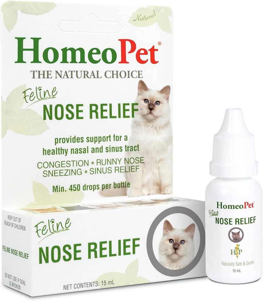 HomeoPet Feline Mose Relief, ασφαλές και φυσικό Nasal και Sinus συμπλήρωμα για γάτες, 15 Milliliters