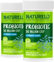 NATURELO Probiotics for Digestive Health - 50 Billion CFU, 11 Strains, Daily Use Supplement - Ενισχύει το ανοσοποιητικό σύστημα, Καθυστερημένη απελευθέρωση, No-Fridge, 60 κάψουλες χορτοφάγων (Pack of 2)