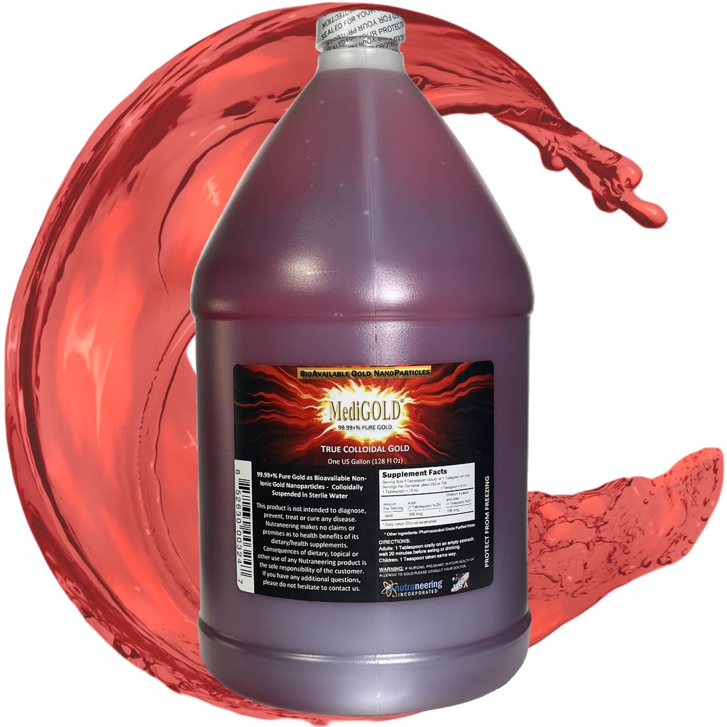 Αληθινό κολλοειδές χρυσό - 1 US Gallon σε BPA δωρεάν πλαστική κανάτα