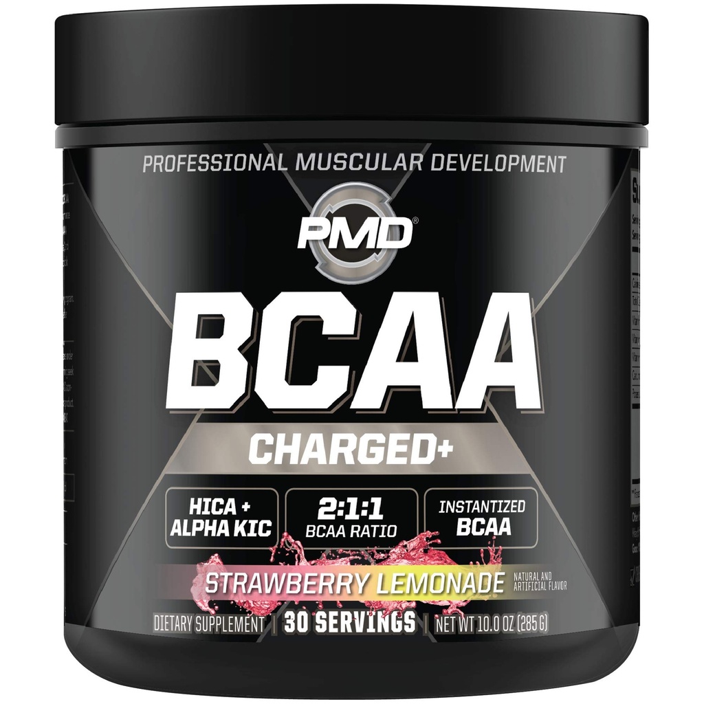 PMD Αθλητισμός BCAA Φορτισμένο Amino Acid Drink Mix για την απόδοση, την ανάκτηση, την αντοχή, και την ενυδάτωση - Αύξηση λειτουργία μυών για την προπόνηση και την καθημερινή ενέργεια - Λεμονάδα φράουλα (30 εξυπηρετούν)
