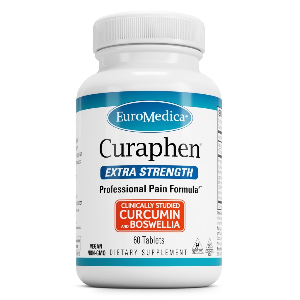 EuroMedica Curaphen Extra Strength - Curcumin & Boswellia συμπλήρωμα για την υγιή κυκλοφορία Υποστήριξη - Turmeric συμπλήρωμα για την υποστήριξη αρθρώσεων, μυϊκή υγεία & παραγωγή ενδορφίνης - 60 δισκία