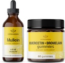 HERBAMAMA Mullein Leaf Extract and Quercetin Gummies Kit - Bundle of Mullein Leaf Drops 4 fl oz and 800 mg Quercetin with Bromelain Gummies - Vegan, Non-GMO, Alcohol-free - 2 Pack