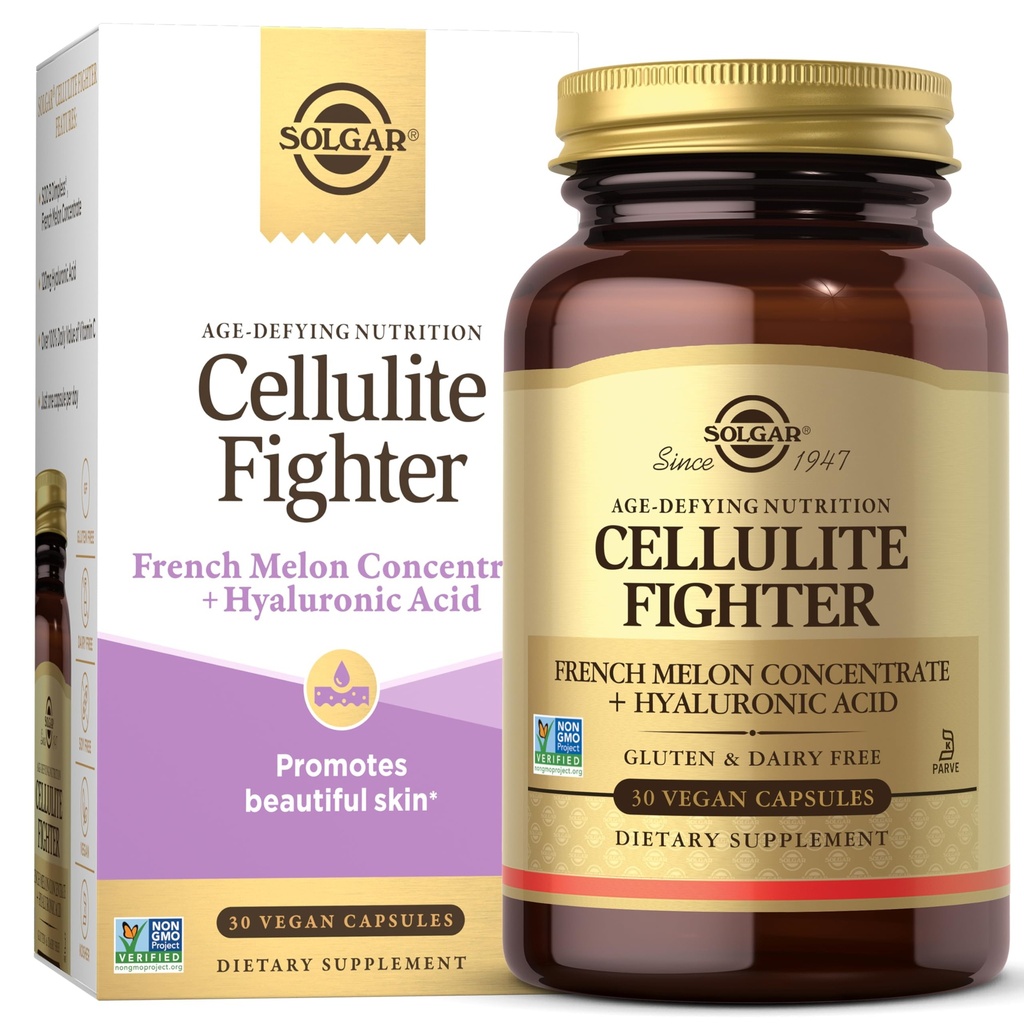 Solgar Cellulite Fighter Skin Vitamin and Mineral Supplement, Support Smooth Skin with French Melon Concentrate, Hyaluronic Acid and Vitamin C Supplement, Age-Defying Nutrition for Women, 30 Servings