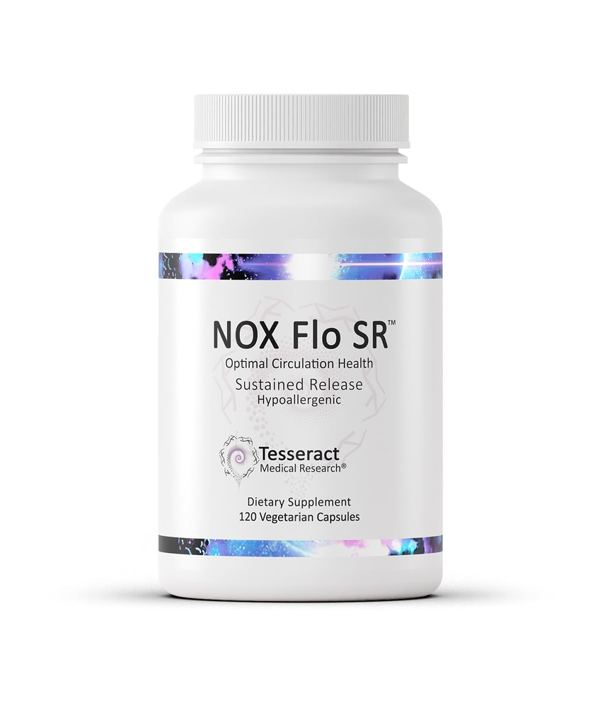 Tesseract NOX Flo SR Nitric Oxide Booster, Vascular Health Supplement, 120 Capsules, Sustained-Release L Citrulline, Coenzyme Q10 & R Lipoic Acid, Circulation & Blood Pressure Support, Hypoallergenic