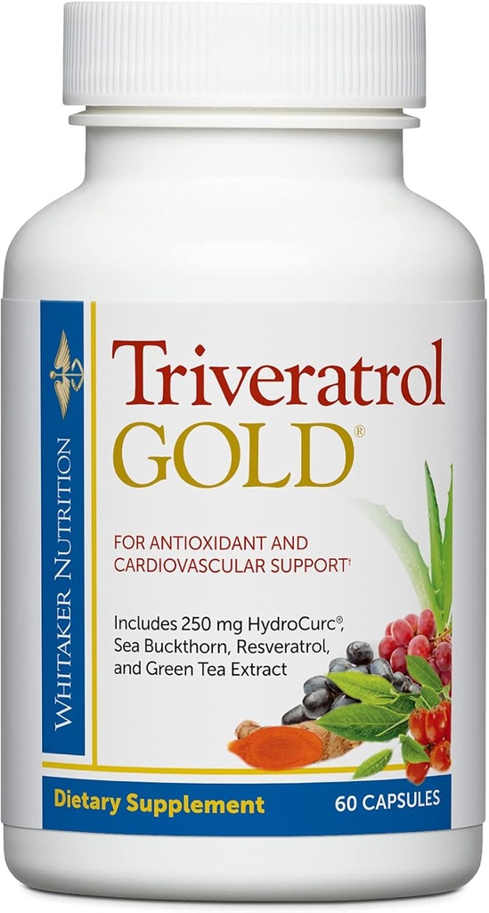 Whitaker του Triveratrol Gold – Healthy συμπλήρωμα γήρανσης με Resveratrol & εκχυλίσματα της αλόης Βέρα, πράσινο τσάι, και κουρκουμά – παρέχει αντιοξειδωτική & καρδιοαγγειακή υποστήριξη (60 κάψουλες)