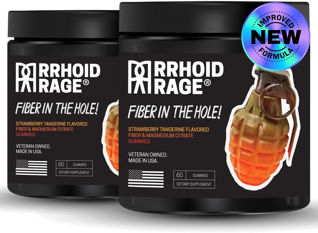 Fiber and Magnesium Gummies, Supports Digestive Health, Relieves Constipation, Helps Prevent Hemorrhoids, Has Both Soluble and Insoluble Fiber, Made in USA, 60 ct (2)