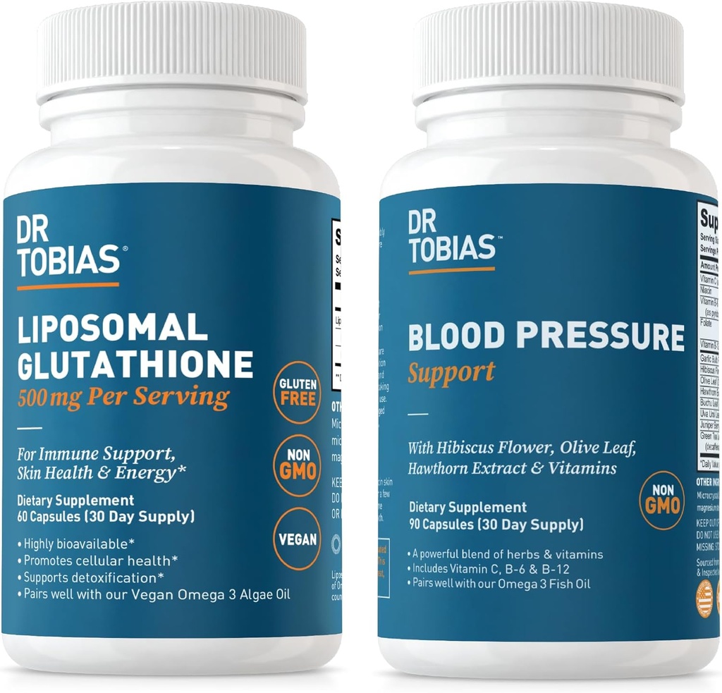 Dr. Tobias Blood Pressure Support and Liposomal Glutathione - Υποστηρίζει Κυκλοφορική Υγεία, Αποτοξίνωση και Ανοσολογική Λειτουργία - Μη ΓΤΟ
