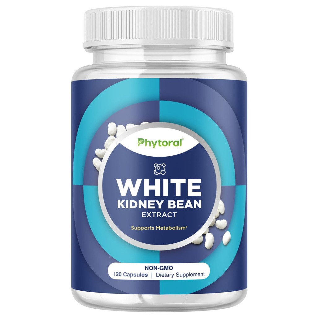 Phytoral White Kidney Bean Extract Carb Blocker - White Kidney Beans συμπλήρωμα για το μεταβολισμό Boost & Ease θερμίδες από Starchy Food - Carb Control Συμπληρώματα - 120 κάψουλες