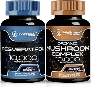 WELNESS LABSRX Resveratrol Κάψουλες 10.000mg - Mushroom Συμπληρωματικές κάψουλες