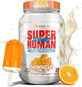 ALPHA LION Superhuman Whey Protein Powder, Great Tasting Pure Whey Protein Isolate, Low Carb, Low Sugar, No Bloat Post Workout, Mus Recovery & Growth (28 σερβιρίσματος, Orange Gainsicle)