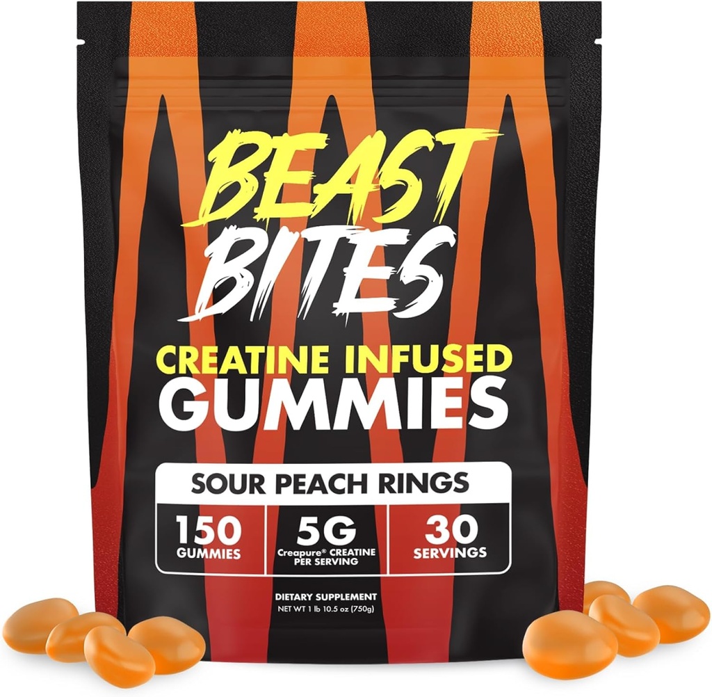 BEAST BITES - Creatine Infused Gummies - 5g Creapure Creatine Monohydrate Per Serving - NSF Certified for Sport - 30 Υπηρεσίες