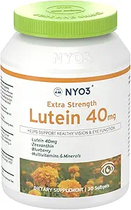 NYO3 Lutein & Zeaxanthin 40mg με βατόμουρο, 30 Softgels Eyes Βιταμίνες και Mineral Συμπλήρωμα– Eye $ Vision Health 