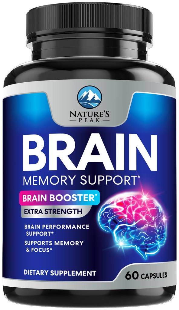 Συμπλήρωμα Εγκεφαλικής Μνήμης - 3X Δύναμη Nootropics για Συγκέντρωση, Καθαρότητα & Υποστήριξη Εστίασης - Εγκεφαλική Υγεία Γνωστικές Βιταμίνες με Bacopa, Phosphatidylserine & DMAE, Χάπια Εγκεφάλου Booster, 60 Κάψουλες