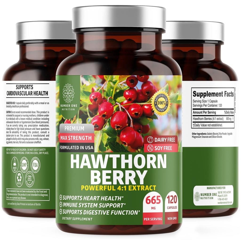 N1N Premium κάψουλες μούρων Hawthorn [Max Strength, 2660mg] Όλα τα φυσικά συμπλήρωμα εκχύλισμα Hawthorn για την υποστήριξη της ασυλίας, 120 Caps