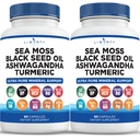 Sea Moss Black Seed Oil Ashwagandha Turmeric Bladderwrack Burdock - με Manuka, Honey Dandelion, ACV Black Pepper Gluten Free - 2-Pack