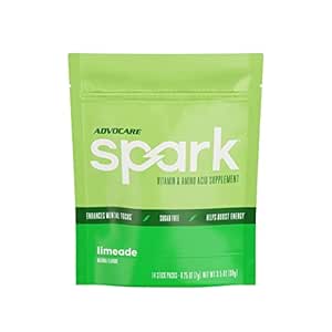 AdvoCare Spark - Energy Drink Mix - Vitamin & Amino Acid Supplement - Υποστηρίζει Ενέργεια & Εστίαση* - Φορητή Ανοσολογική Υποστήριξη* - Χωρίς ζάχαρη - Limeade, 14 Stick Packs (3.5 oz)