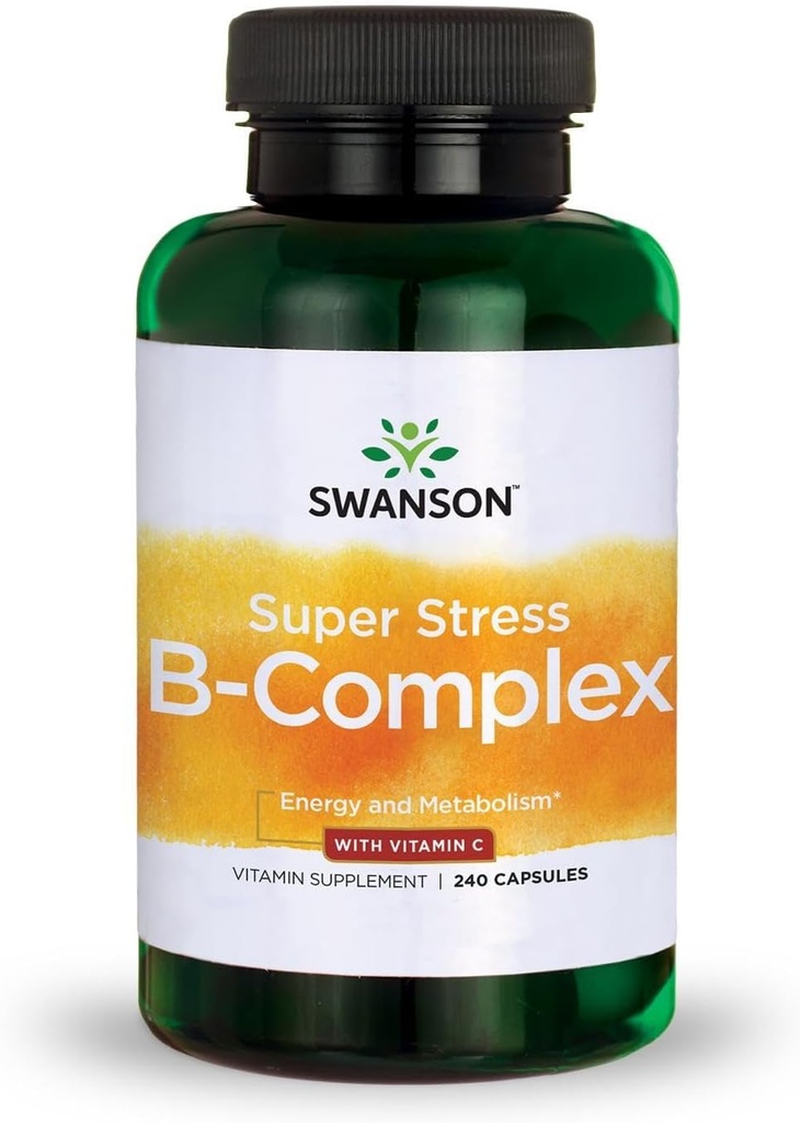 Swanson Super Stress B-Complex - Συμπλήρωμα βιταμίνης - Formula for Healthy Energy Levels - (240 Κάψουλες)