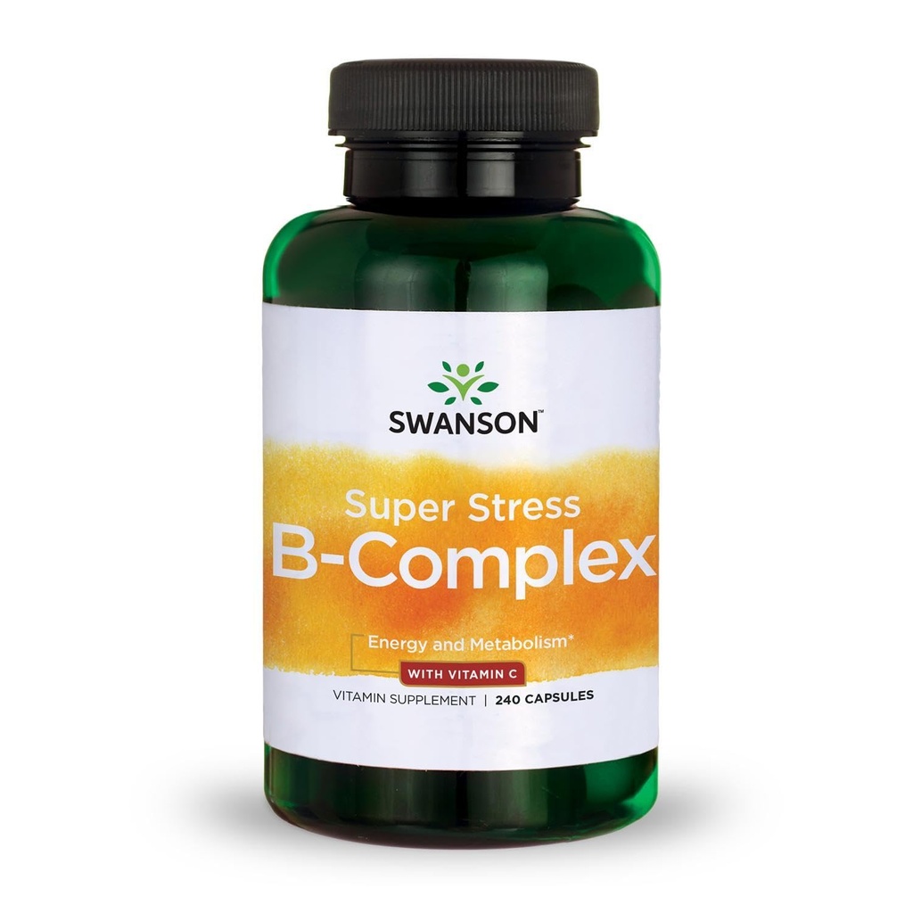 Swanson Super Stress B-Complex - Συμπλήρωμα βιταμίνης - Formula for Healthy Energy Levels - (240 Κάψουλες)