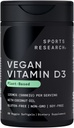 Sports Research Vegan Vitamin D3 5000IU (125 mcg) με λάδι καρύδας 100% Φυτική βάση βιταμίνη D για οστά, κοινή & ανοσοποιητική υποστήριξη 