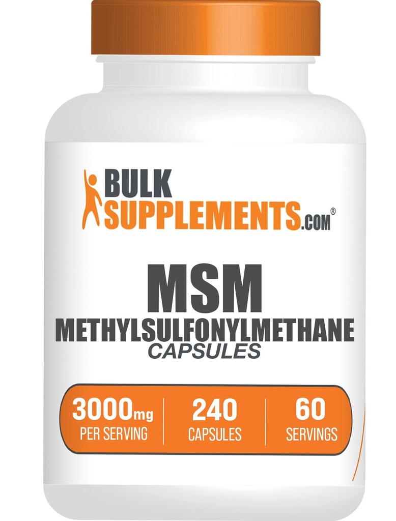BulkSupplements.com Κάψουλες MSM - Methylsulfonylmethane, MSM 3000mg - Συμπληρώματα κοινής χρήσης, Χωρίς γλουτένη, 4 κάψουλες ανά υπηρεσία, 240 Count (Pack of 1)