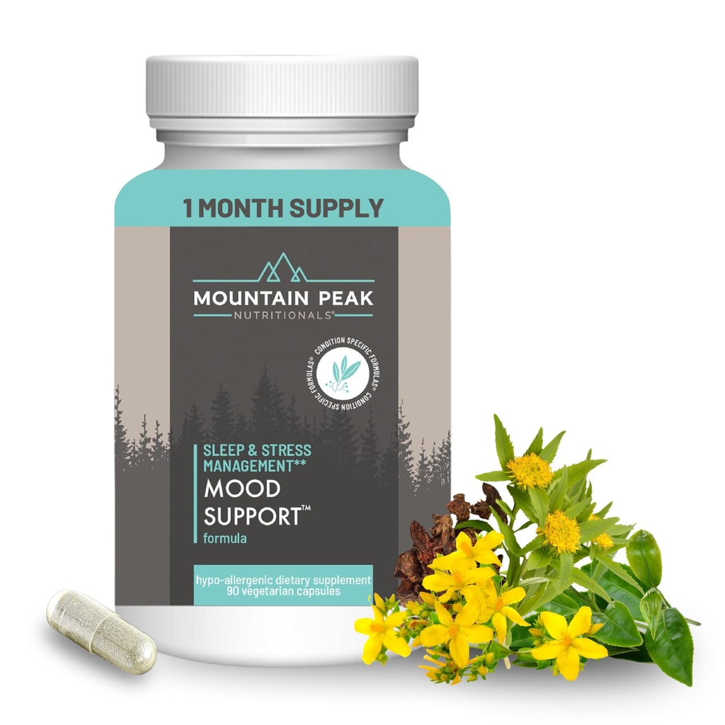 Mountain Peak Nutritionals Mood Support Formula - Υποστηρίζει τα επίπεδα σεροτονίνης - Hypoallergenic Dietary Supplement (90 κάψουλες χορτοφάγων)