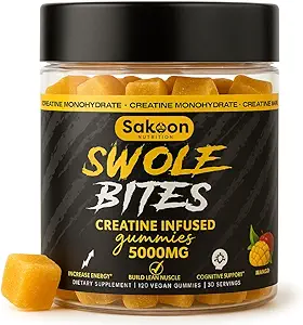 Creatine Gummies 5000mg – Vegan - Muscle Builder – Strength & Energy Support – 120 Count – Mango Flavor – Creatine Monohydrate Supplement for Men & Women
