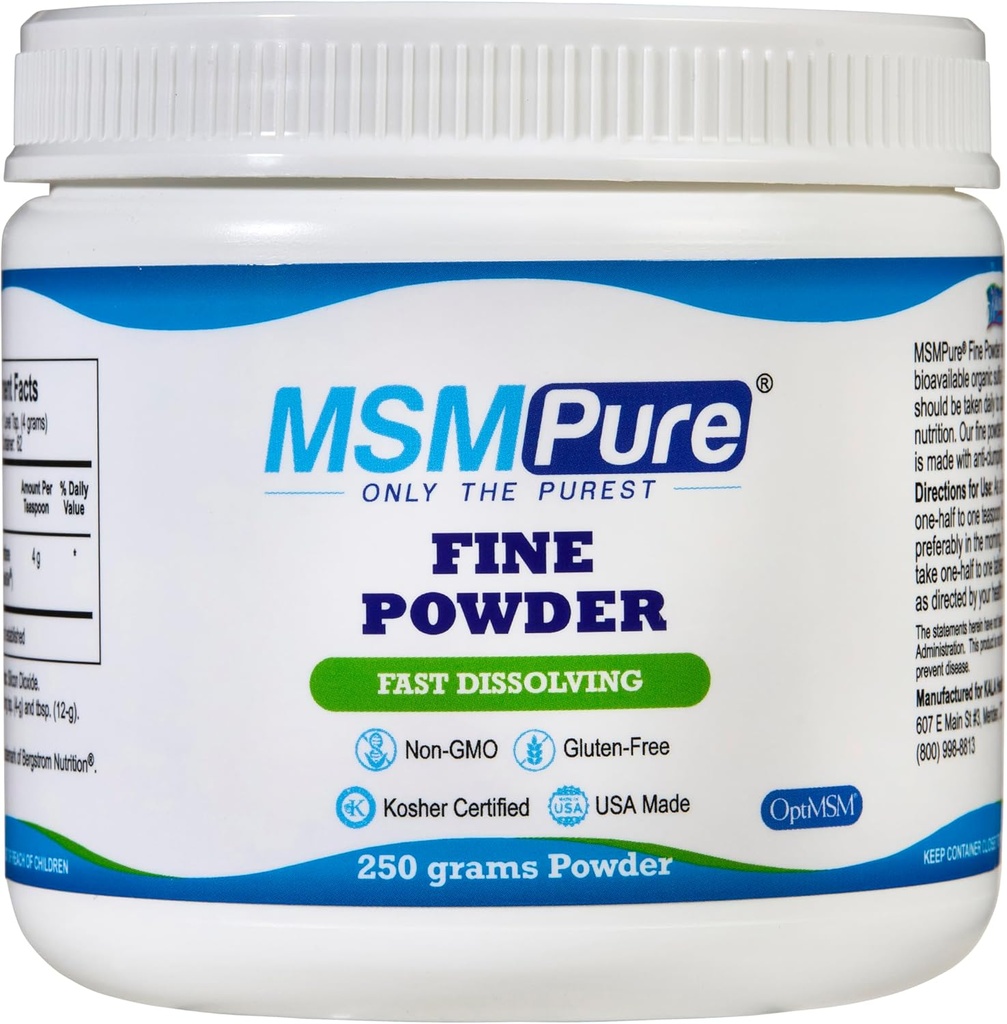 KALA ΥΓΕΙΑ MSMPure Fast Dissolving Fine MSM σκόνη κρύσταλλα – US-Made MSM για κοινή υγεία, εμφάνιση του δέρματος, και Hair & Nail Support – 8,8 oz, Organic Sulfur