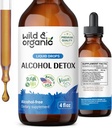 Wild & Organic Alcohol Detox Drops - Καθαρίστε το συκώτι και το νεφρό με το γάλα Thistle, Chanca Piedra Stone Breaker - Anti Alcohol Complex για τον καθαρισμό του ήπατος Detox - Vegan, χωρίς ζάχαρη & Πρόσθετα - 4 fl oz