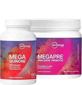 Microbiome Labs Bone Health Support Bundle - MegaQuinine Complete Vitamin K Supplement K1 & K2 MK-7 (60 κάψουλες) + MegaPre Pre Prebiotic Powder (2.1oz)