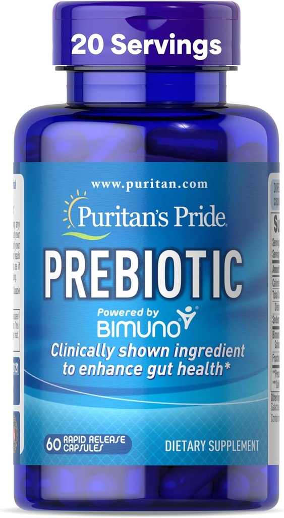 Puritan's Pride Prebiotics for Men and Women Powered by Bimuno, Συμπλήρωμα Διατροφής για Σύνθετη Υγεία των Ούρων, Βοηθά να Αλληλοπεριορίσετε το Μπλοκάρισμα, 60 Κάψουλες ταχείας απελευθέρωσης