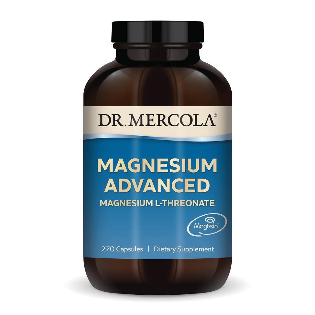 Dr. Mercola Magnesium Advanced - Υποστηρίζει την υγεία των οστών, των αρθρώσεων και του εγκεφάλου - Συμβάλλει σε περισσότερο ξεκούραστο ύπνο - μη ΓΤΟ, χωρίς γλουτένη και χωρίς σόγια - 270 κάψουλες (90 εξυπηρετούν)