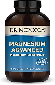 Dr. Mercola Magnesium Advanced - Υποστηρίζει την υγεία των οστών, των αρθρώσεων και του εγκεφάλου - Συμβάλλει σε περισσότερο ξεκούραστο ύπνο - μη ΓΤΟ, χωρίς γλουτένη και χωρίς σόγια - 270 κάψουλες (90 εξυπηρετούν)
