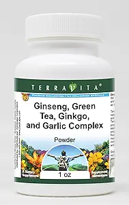 Ginseng, πράσινο τσάι, Ginkgo, και σκόρδο Complex σκόνη (1 oz, ZIN: 517068) - 3 Pack