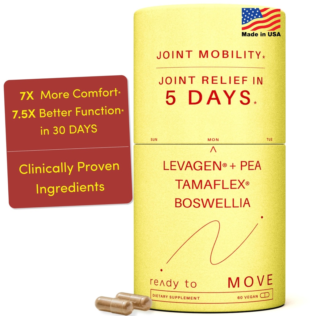 MOVE Fast Acting Joint Supplements | Tamaflex® Turmeric & Tamarind, Levagen®+ PEA Palmitoylethanolamide, Boswellia Serrata, Bioperine® Black Pepper Extract | Joint Support & Mobility | 60 Vegan Caps