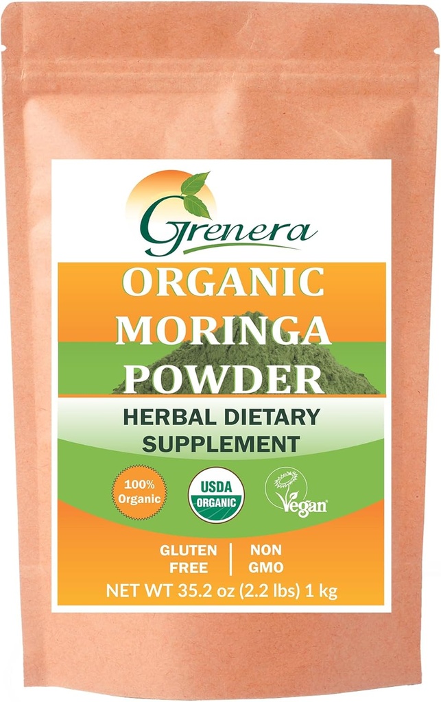 Grenera Organic Moringa Powder - 2.2 lbs (35.2 oz) 