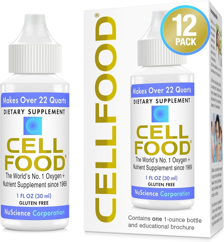 Cellfood Oxygen Boost - 1 fl oz, 12 Pack - Συμπλήρωμα υγρού οξυγόνου - Χωρίς γλουτένη, Cert. Kosher