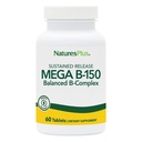 Natures Plus Mega B150 Complex, Παρατεταμένη απελευθέρωση - 60 χορτοφαγικά δισκία - Μέγιστη ισχύς B Complex Vitamin Supplement - Χωρίς γλουτένη - 60 μερίδες