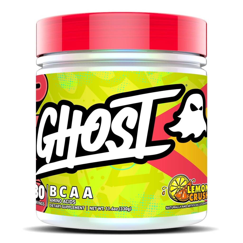 GHOST BCAA Powder Amino Acids Supplement, Lemon Crush - 30 σέρβις - Χωρίς ζάχαρη Intra, Post & Pre προπόνηση Amino σκόνη & ποτό αποκατάστασης, 7G BCAA
