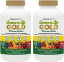 NaturesPlus Πηγή Ζωής Gold Multivitamin - 90 Μασώμενα δισκία, Συσκευασία των 2 - με Βιταμίνες D3, B12, K2 & Περισσότερα από 120 ολόκληρα τρόφιμα - Αίμα, οστά & ανοσοποιητική υποστήριξη - Χωρίς γλουτένη - 60 Σύνολο Σερβιρίσματος