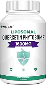 Orgabay Liposomal Quercetin Φυτοσώματα 1600 mg, Bromelain 200mg, Zinc 30mg, Vitamin C Turmeric 40 mg, Υψηλότερη απορρόφηση, Quercetin Complex, 60 Softgels