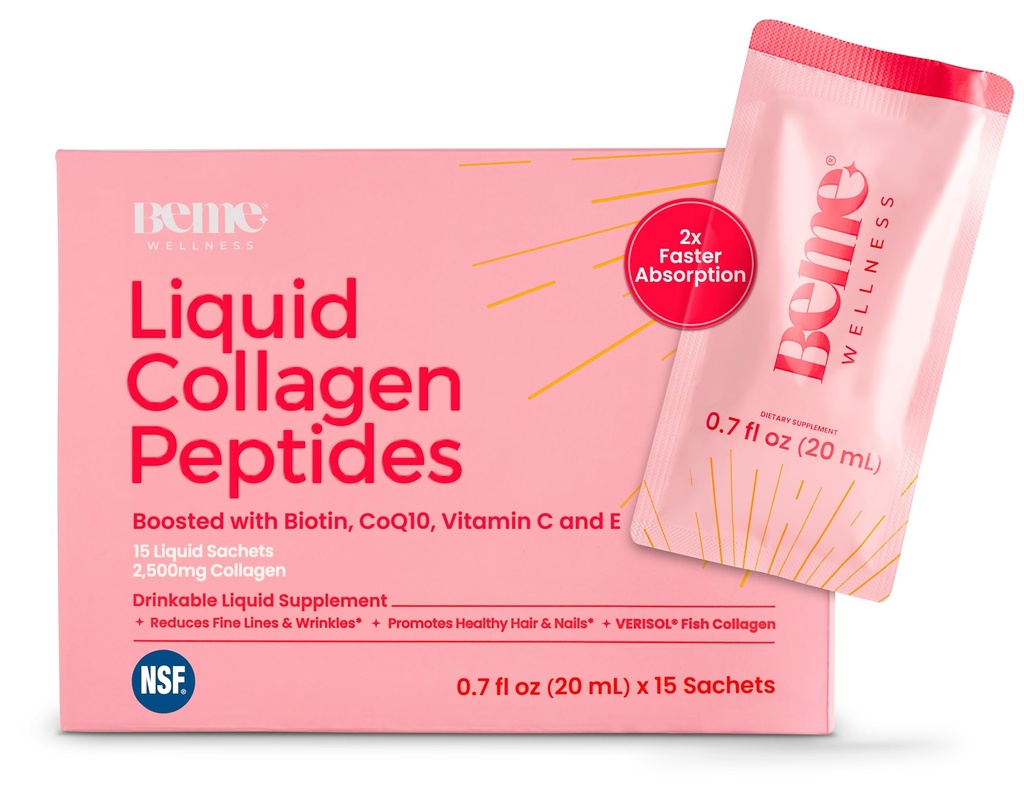BeMe BeRadiant Liquid Collagen Peptide για τα μαλλιά, δέρμα & νύχια με 2X ταχύτερη απορρόφηση – Κλινικά δοκιμαστεί – 2500mg Verisol Hydrolyzed Collagen Συμπληρώματα για γυναίκες με βιοτίνη, CoQ10 & βιταμίνη C