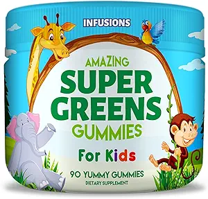 Έγχυση Super Green Gummies για τα παιδιά 90 Count Superfood Booster Μαλακό και νοστιμότατο 8 Ισχυρές μπλέξεις Vegan Φιλική Γλουτένη Δωρεάν & μη-GMO