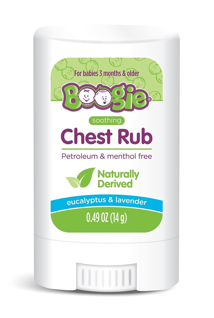 Boogie Chest Rub Stick για Καταπραϋντικό Relief, Petroleum-Free, USDA Organic, Φυσικά Παράγωγα, Καταπραϋντικό Ευκάλυπτο και Λεβάντα, 0.49 oz (Pack of 1)