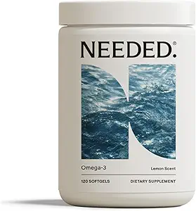 Needed. Prenatal Omega-3 - High Potency Dose of Sustainably Sourced Fish Oil, Lemon Zest Scented, 1000mg DHA, 1000mg EPA, Encased in a Gelatin-Free, Plant-Based Softgel Shell, 30-Day Supply
