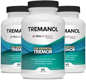 Tremanol Natural Aid Essential Tremor Relief Βότανο συμπλήρωμα για τη Νευρολογική Υποστήριξη - Περιλαμβάνει βιταμίνη Β2 & Β12, Passionflower & Skullcap για το χέρι Tremor Aids - Made in USA, 60 Caps (Pack of 3)