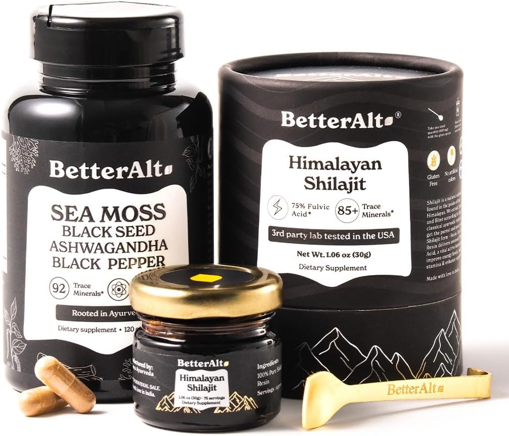 Καλύτερα Alt Shilajit Resin 30 gm & Sea Moss Κάψουλες Ενέργεια Duo