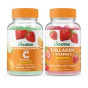 Ζωηρή βιταμίνη C 1050mg + Κολλαγόνο & Βιταμίνη C, Gummies Bundle - Μεγάλη γεύση, συμπλήρωμα βιταμίνης, χωρίς γλουτένη, GMO δωρεάν, Μασώμενο Gummy