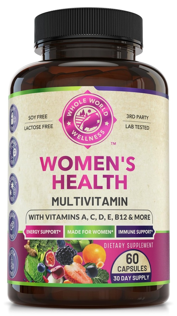 Γυναικεία καθημερινή Multivitamin Multimineral συμπλήρωμα για την ενέργεια, Mood, Focus, μαλλιά, δέρμα & νύχια. Φτιαγμένο για γυναίκες με 30+ θρεπτικά συστατικά, Φρούτα & Ενέργεια Blend. Γυναικείες Βιταμίνες 60 Κάψουλες. Φτιαγμένο στις ΗΠΑ.