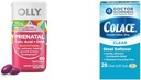OLLY Ultra Strength Προγεννητική πολυβιταμίνη Softgels με την υποστήριξη ανάπτυξης εγκεφάλου + Colace Clear Scool Softener κάψουλες, 28 Count